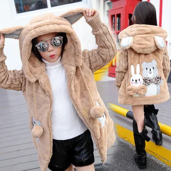 Stil drăguț pentru Copii de Iarnă Haina Faux Blană Jachete 3D Iepure Pulover Gros Frumoasă Haină Bună pentru Copii de Calitate de Îmbrăcăminte de Îmbrăcăminte
