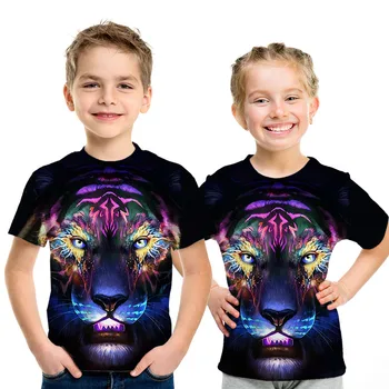 Imprimate 3D street wear regele leu pentru copii T-shirt de vara baieti si fete gloria leu animal casual cămașă cu mânecă scurtă topuri