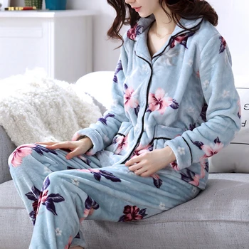 Iarna Flanel Gros Femei Seturi De Pijamale Catifea Toamnă Caldă Drăguț De Imprimare De Sex Feminin Pijamale Pijamale Homewear Gros Acasă Costum