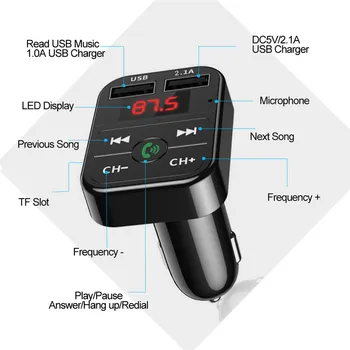 Rapid USB Masina Încărcător Auto Handsfree Bluetooth Wireless 5.0 Transmițător FM LCD Auto MP3 Player 2.1 Un Car Kit Accesorii Auto