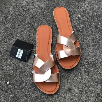 Pantofi de vara pentru plaja papuci de casă Brand de Moda din Piele Papuci Sălbatice de sex Feminin Sandale Originale în aer liber, Tobogane Femei Albe Papuci