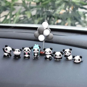 Desene animate drăguț 8pc panda Model de masina Mini masina cadou minunat balon Auto interior decor Adorabil de styling auto Ornament pentru Doamna