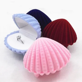 Creative Cutie De Inel Romantic Elegant Sea Shell Forma De Inel Caz Cercel Cutie De Bijuterii Cutie De Depozitare Bijuterii Cu Display Dropshipping