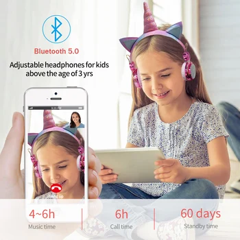 Drăguț Unicorn Bluetooth 5.0 Căști Wireless Fete Desene animate pentru Copii setul cu Cască Stereo Built-in Microfon de Telefon Gamer Cască Cadouri