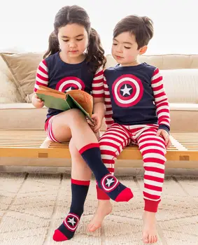 Primavara Toamna Băieți Copii Haine Fata Sleepwear Avenger Copii Seturi de Pijamale Captain America Pijamale pași mici în Haine noi