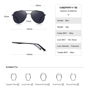 MERRYS DESIGN Bărbați Clasic Pilot ochelari de Soare Aviație Cadru HD Polarizat ochelari de Soare Moda Pentru Conducere UV400 Protecție S8316N