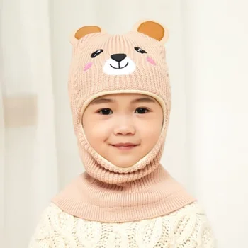 Doit 2 la 6 ani Baiat fata Beanie Proteja gâtul câine de desene animate Windproof fata de Iarna Copil pălărie tricot copii fete Earflap Capace