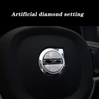 Masina Interior Volan Panou de Diamant Decor Emblema Autocolant Pentru VOLVO S60L S90L XC40 XC60 XC90 V90 CC S90 S60 V60 S40