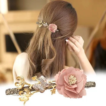 Coreeană Top Ac de păr Clip de Primăvară Simplu Caciula-Un Cuvânt Tesatura Flori Cravată Mireasa, Bijuterii de Păr Accesorii pentru Femei Nuntă