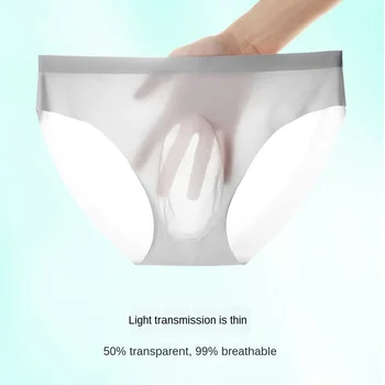 Bărbați Slip Vara Gheață Silik Lenjerie de corp Ultra-Subțire Transparent fără Sudură Sexy Uscare Rapidă Moda Respirabil Lenjerie pentru Barbati