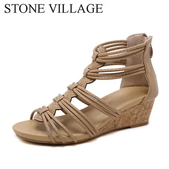 PIATRA SAT New Sosire Femei Pantofi de Confort Roma Gladiator Casual, Sandale de Plajă Femeie Vară Zip Sandalias de Mari Dimensiuni 35-42