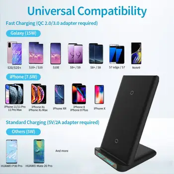 Qi Wireless Încărcător Rapid de Încărcare Stand Dock Pentru Galaxy S20+ iPhone 7 11 repede wirless de Încărcare pentru Samsung Huawei încărcător de telefon