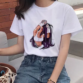 Visele 0 Neck Short Sleeve T-shirt Putere Fată de Moda Harajuku Femei T-shirt pentru Femei Box Fată de Imprimare T-shirt Fata Urmarind