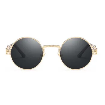 Gotic Steampunk Rotund ochelari de Soare Barbati Femei Aliaj de Ochelari Forma de Cerc de Brand Designer de ochelari de Soare Oglindă de Înaltă Calitate UV400