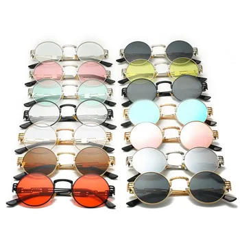 Gotic Steampunk Rotund ochelari de Soare Barbati Femei Aliaj de Ochelari Forma de Cerc de Brand Designer de ochelari de Soare Oglindă de Înaltă Calitate UV400