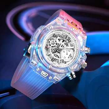 ONOLA Plastic Transparent Uita-te la om 2019 femei Chronograph Moda casual origine Cuarț ceas de mână de sex masculin unic Relogio masculino