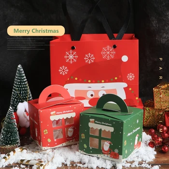 StoBag 20buc Crăciun Fericit și Sărbători Profitabilă Cutie de Hârtie Moș Crăciun Fel/Copil Favoare Cu Fereastră Transparentă de Copt Biscuit