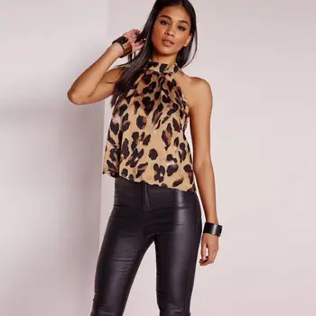Femei Sexy Leopard De Imprimare Rezervor Yops Doamnelor Topuri Sexy Rochie Fără Mâneci Bluze Femei Haine De Vara Femei Bluze