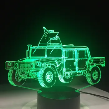 Camion militar Forma 3D LED Masă Lampă de Metacrilat de înmatriculare Ambarcațiuni Lumina de Noapte Inovatoare articolul a fost adăugat Deco Veioza Copii Colorate Cadou