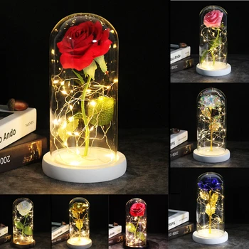 Picătură de transport maritim Galaxy a Crescut cu Flori Artificiale 24K Folie de Placat cu Aur Rose Flori de Nunta Decor Creativ Cadou de Ziua Îndrăgostiților
