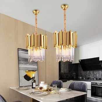 Crom/aur bucătărie lumini led lustre pentru dormitor, sufragerie de lux foaier k9 cristal rotund mic lampă de agățat
