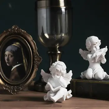 Rășină Alb Carte De Citire Statuie Creative Decor Acasă Decorative Sculptură De Artă Modernă Figurine Miniaturale De Gradina Decor