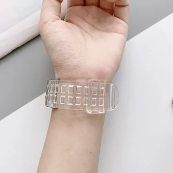 Mai nou Trupa Clar + Caz pentru Apple Watch Serie SE 6 5 4 3 2 1 Transparente pentru iwatch Curea 38mm 40mm 42mm 44mm Curea din material Plastic