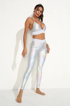 Femei albe strălucire de Funcționare Yoga Costume de Talie Mare de Fitness Pantaloni sport Set jambiere & bra & pantaloni scurți de Sport haine Sport