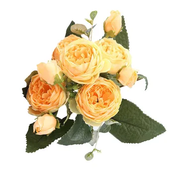 30cm Crescut de Mătase Roz Bujor Flori Artificiale Buchet 5 Cap Mare și 4 Bud Fals Ieftin Flori pentru Acasă Decorare Nunta de interior