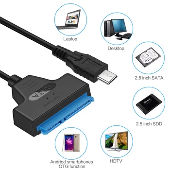USB3.1 Tip C Cabluri SATA Converter de sex Masculin pentru 2.5