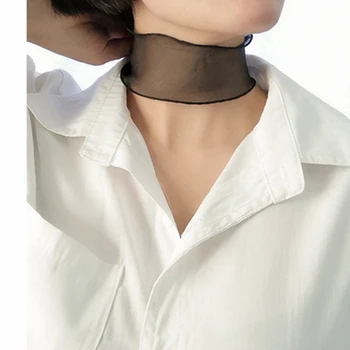 2020 Moda Largă Ultrathin Dantelă Cravată Colier Simplu Zburli Guler Șifon Clavicula Curea De Gât Pentru Femei