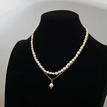 2020 Nou natural de apă dulce dublu colier de perle pentru femei,banchet de nuntă cravată colier cadou de aniversare