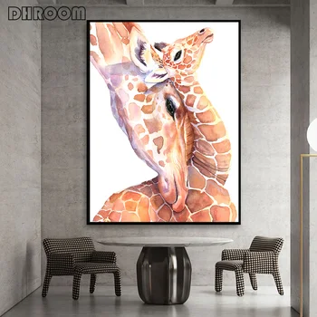 Nordic Panza Pictura Arta Pepinieră Girafa, Leu, Zebra Print Animal Arta De Perete Poster De Perete Imagine Copil De Cameră Decor Acasă Pictura
