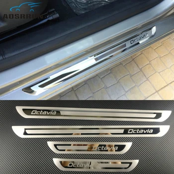 Auto-styling din Oțel Inoxidabil Ușă Laterală Placă de Uzură Pragului de Ușă Trim Fit accesorii Auto Pentru Skoda Octavia A5 A7 2007-2012 2013-2018