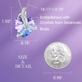 CDE Te Iubesc Pandantiv Colier cu Violet Inima de Cristal de la Swarovski pentru Femei de Moda Colier Bijuterii Cadou de Aniversare