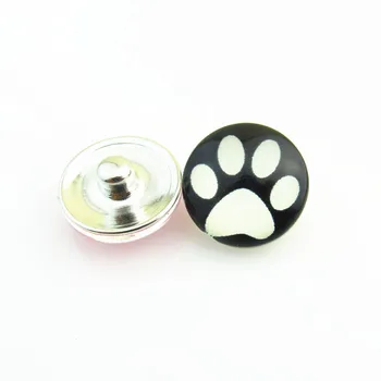 Pisica neagra laba de imprimare snap butonul 18mm pahar de Moda anticipate bijuterii brățară 20buc/lot
