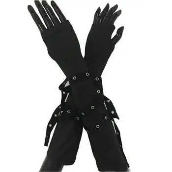 Steampunk Unisex Cedat Robie Încălzit de Braț Cu Catarama de Metal Curele Femei Negru Stil Gotic Mănuși de Degete