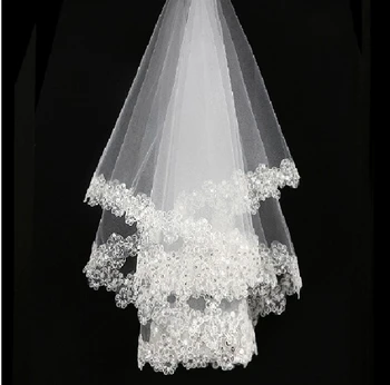 2019 accesorii de nunta scurte de mireasa, voaluri, fără pieptene alb/ivory din dantela, voal, de înaltă calitate, voaluri de nunta