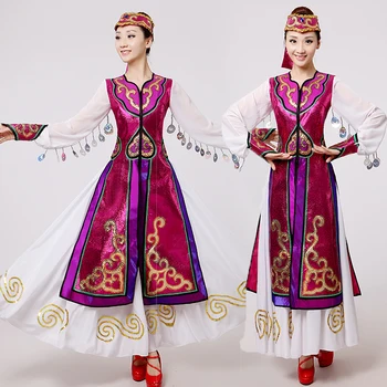 Violet mongolia rochie pentru femei festivalul de dans costume mongolia dans în costum național chinez de îmbrăcăminte