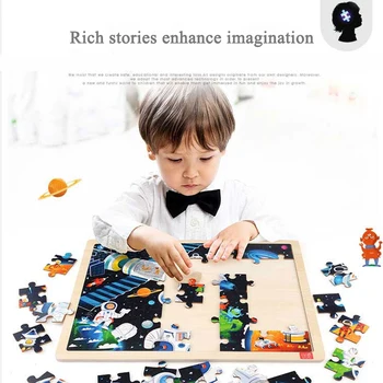 TOI Educație Timpurie Puzzle 100P Lemn Copil de 3+ de Ani Spune Povestea Intelectual Joc Învață Copiii să Învețe Cunoaștere Sida Puzzle Jucărie Cadou