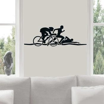 Înota cu Bicicleta Condusă de Sport Triatlon Sportivi Autocolant de Perete de Sănătate de Fitness picturi Murale Sportiv Acasă Decor Interior Vinil de Perete Decalcomanii de ov115