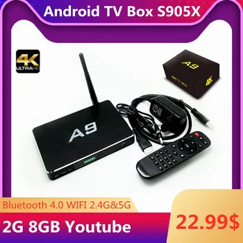 Android 6.0 TV Box 5G WiFi 2GB 8GB HD 4K H. 265 Bluetooth 4.0, Receptor TV Media Player Amlogic S905X Quad Core Smart Set Top Box