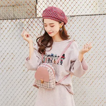2020 Femei Mini Rucsac Geanta Crossbody Pentru Fete Adolescente Carouri Umăr Telefon Poseta Stil Coreean Noua Modă De Sex Feminin Bagpack