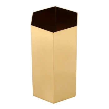 Stil Nordic Simplu Din Oțel Inoxidabil De Aur Vaza Hexagonale Pen Tub De Diamant Machiaj Perie Tub De Stocare