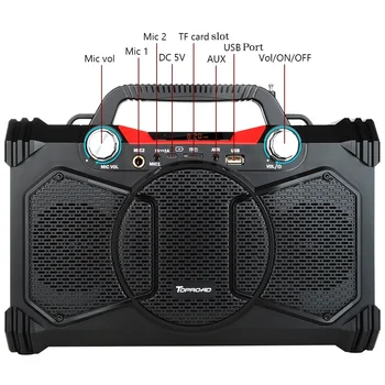 TOPROAD Mare Putere 30W Bluetooth Difuzor Bass Portabile, fără Fir, Difuzoare Soundbox Suport de Control de la Distanță de Radio FM, MICROFON TF, AUX USB