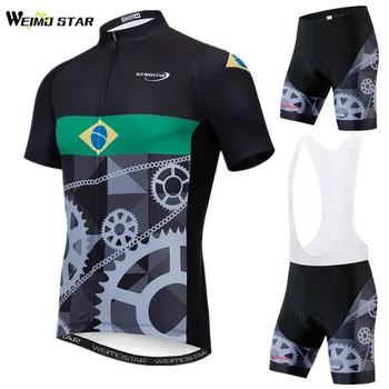Weimostar 2019 Echipa Pro Brazilia Ciclism Jersey Set de Vara pentru Bărbați Ciclism Îmbrăcăminte Pad Gel de Biciclete de Munte de Haine de Biciclete Haine