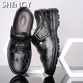 Noile Sandale Pentru Bărbați Gol Afară Din Piele Pantofi De Afaceri Talpă Moale De Vară În Afara Încălțăminte Pantofi Pentru Bărbați Zapatos De Hombre