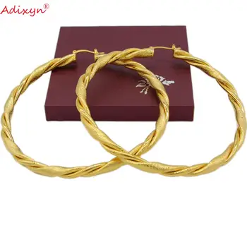 Adixyn Mare Cerc De Aur Hoop Cercei Women18K De Culoare De Aur Stil Picătură Cercel Moda Bijuterii N07102