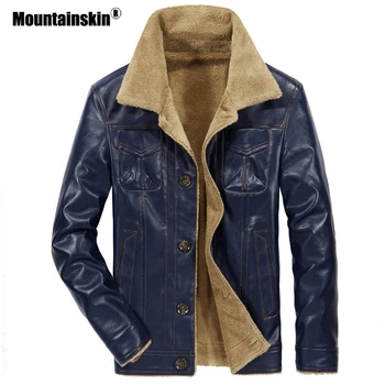 Mountainskin 2020 Nou Jacheta de Piele Barbati PU Paltoane Barbati Brand de Îmbrăcăminte Termică Îmbrăcăminte exterioară de Iarnă din Blană de sex Masculin Fleece Jachete SA533