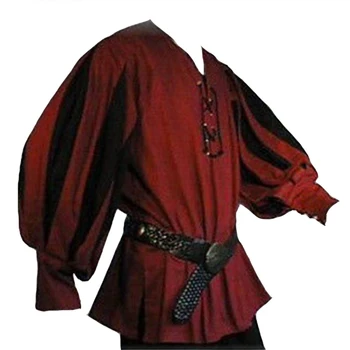 Bărbați Cavaler Medieval Cosplay Costum Retro Petrecere de Halloween Dantela Sus Design Pierde Tricoul Pentru Barbati Top Etapă Efectuarea Haine Barbati
